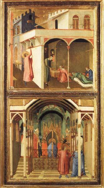 Ambrogio Lorenzetti St.Nicholas Offers Three Girls Their Dowry and St.Nicholas Is Elected Bishop of Mira oil painting picture